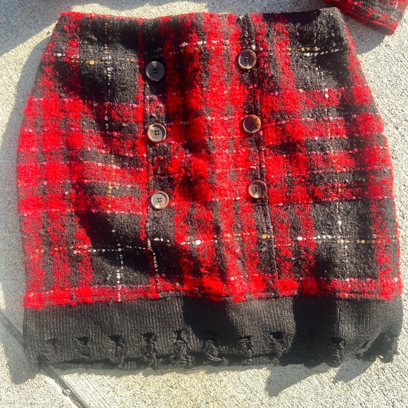 Honey Punch Red and Black Plaid Blazer and Skirt Set - Picture 2 of 4